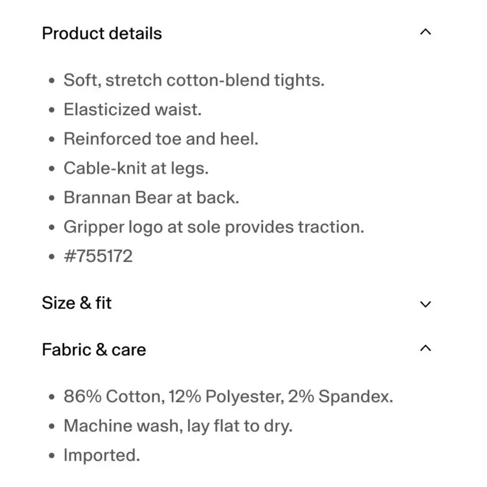 Gap gray cable-knit bear tights 2-3y NWT